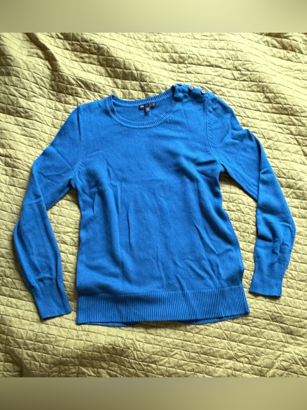 🍓 3/$40 GAP - Angora Blend Crewneck Button-Shoulder Sweater - Blue Turquoise Aqu